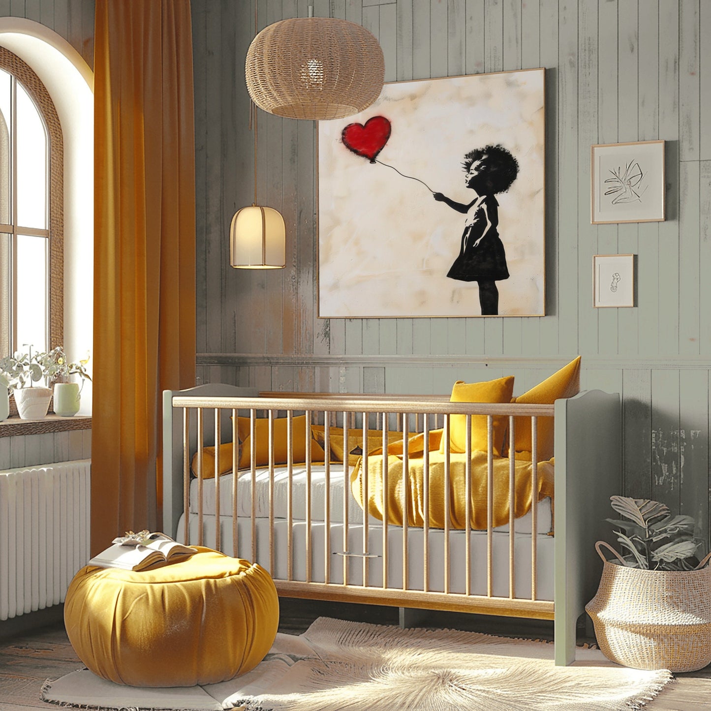 Black Girl Love her Balloon, Banksy inspired, Oil Painting Canvas Print, African/Afro/Black Man Wall Art, Poster, Decor, Modern, Abstract