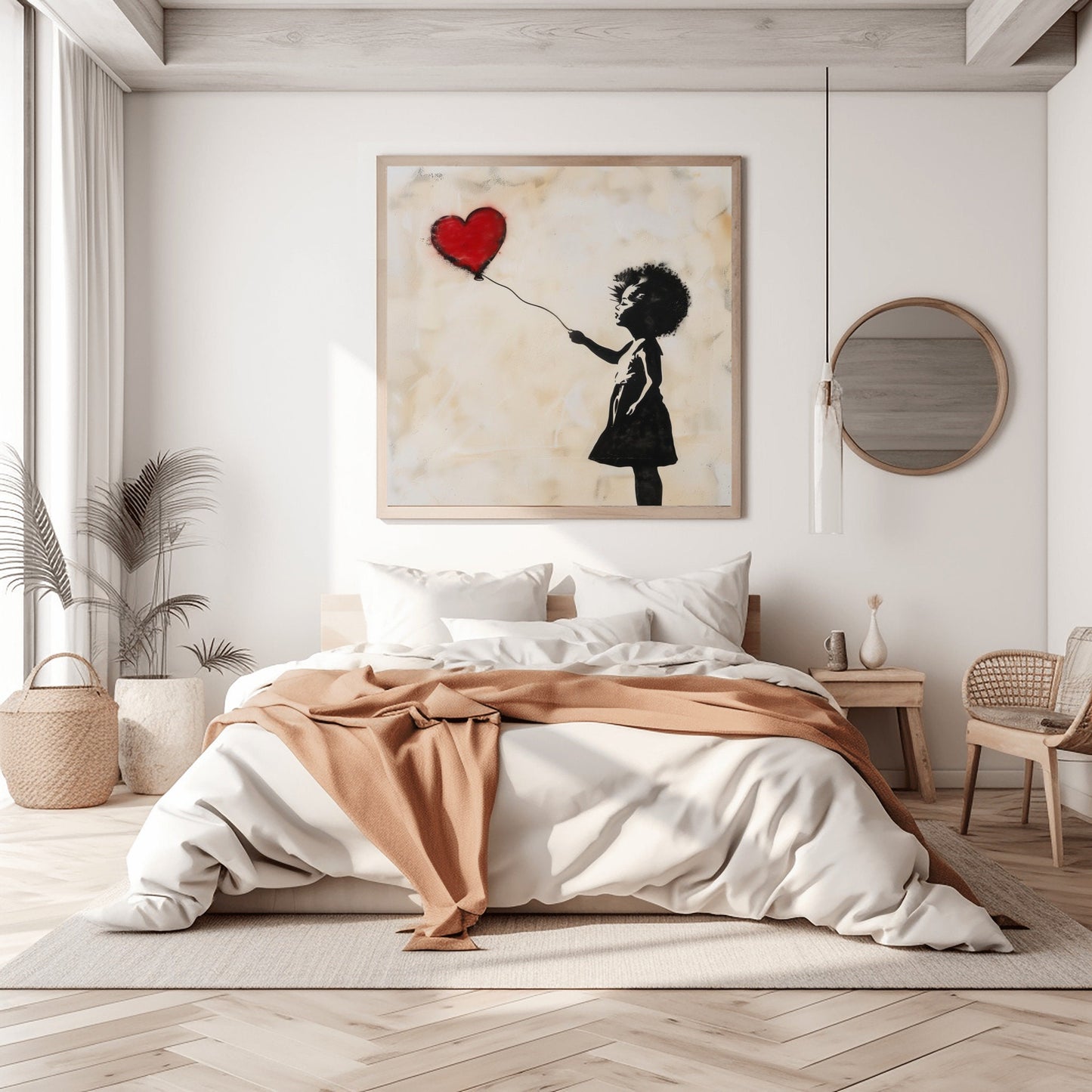 Black Girl Love her Balloon, Banksy inspired, Oil Painting Canvas Print, African/Afro/Black Man Wall Art, Poster, Decor, Modern, Abstract