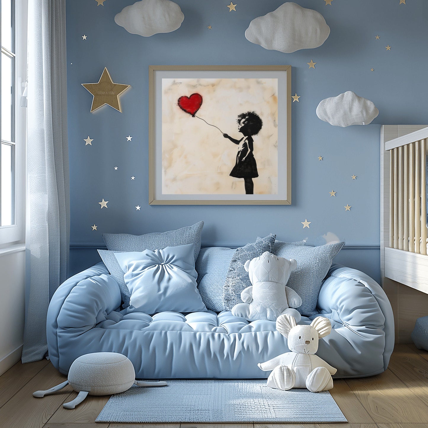 Black Girl Love her Balloon, Banksy inspired, Oil Painting Canvas Print, African/Afro/Black Man Wall Art, Poster, Decor, Modern, Abstract