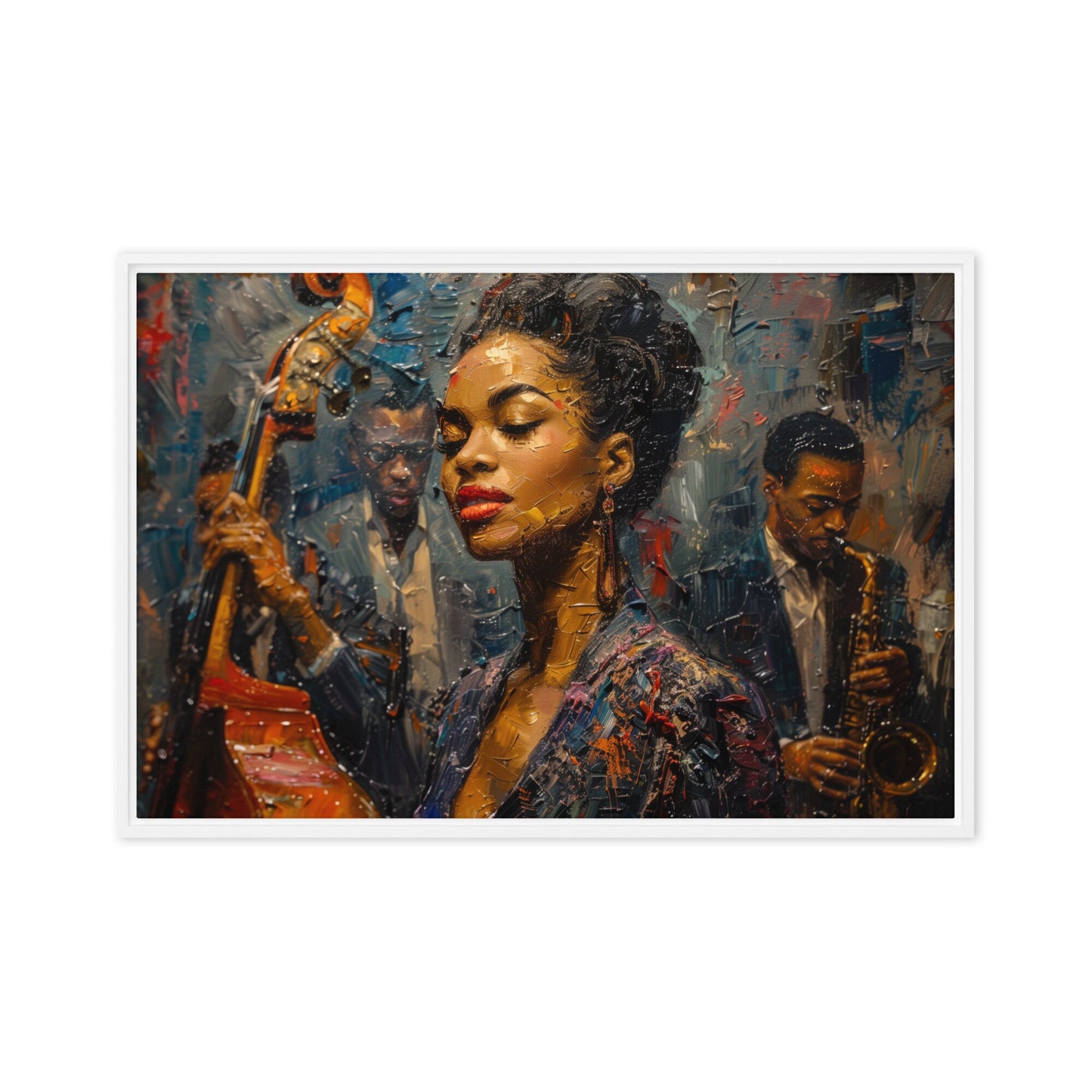 Young Ella Fitzgerald Print, Oil Painting Canvas Print, African/Afro/Black Wall Art, Poster, Decor, Ready To Hang, Orchestra, Music