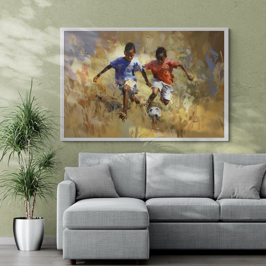 Soccer, African Art Canvas, Black Art Prints, Black Art Canvas Wall Art, African Art Print, African Wall Art, Afro Art, Boys, Children, Kids