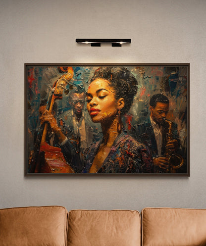 Young Ella Fitzgerald Print, Oil Painting Canvas Print, African/Afro/Black Wall Art, Poster, Decor, Ready To Hang, Orchestra, Music