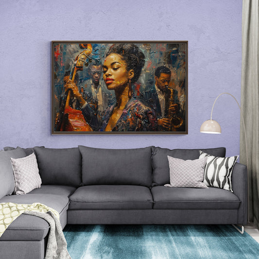 Young Ella Fitzgerald Print, Oil Painting Canvas Print, African/Afro/Black Wall Art, Poster, Decor, Ready To Hang, Orchestra, Music