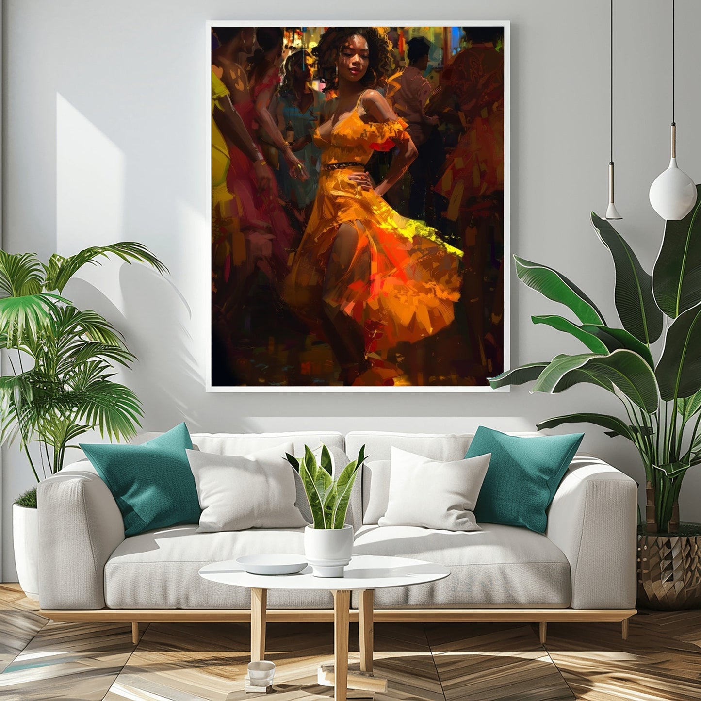 Black Woman Art, Dancing the Night Away, Afro Wall Art, Black Woman Print, Black Art, Curly Hair, Afro Canvas Art, Gift for her