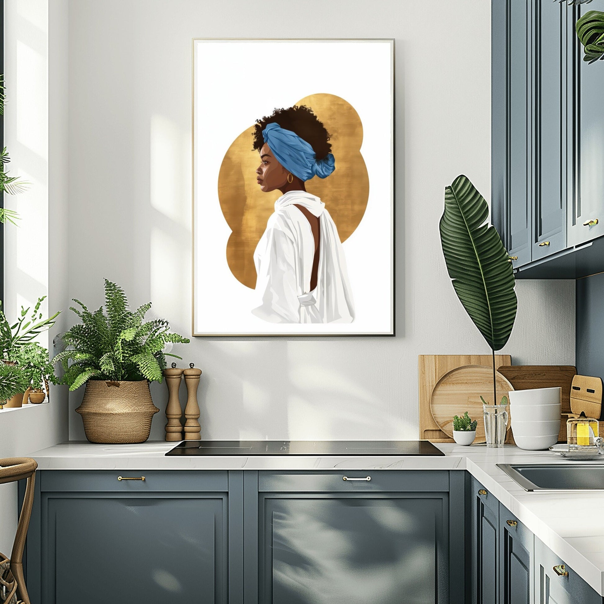 Boho Black Women Art Under Golden Sun, Black Women Art, Black Art Prints, African American Wall Art, Melanin Art, Afro Wall Art, Girl Art