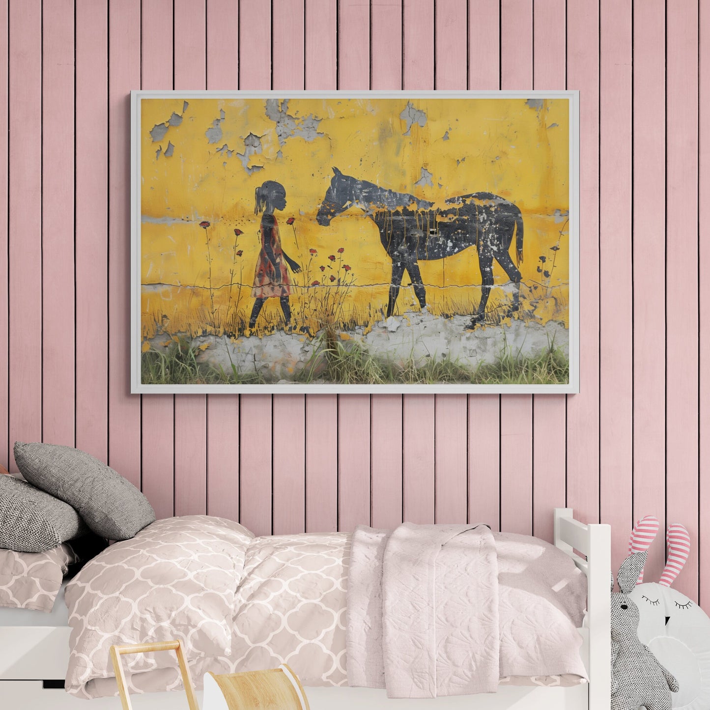 Black Beauty, Banksy Inspired, Oil Painting Canvas Print, African/Afro/Black Man Wall Art, Poster, Decor, Modern, Abstract