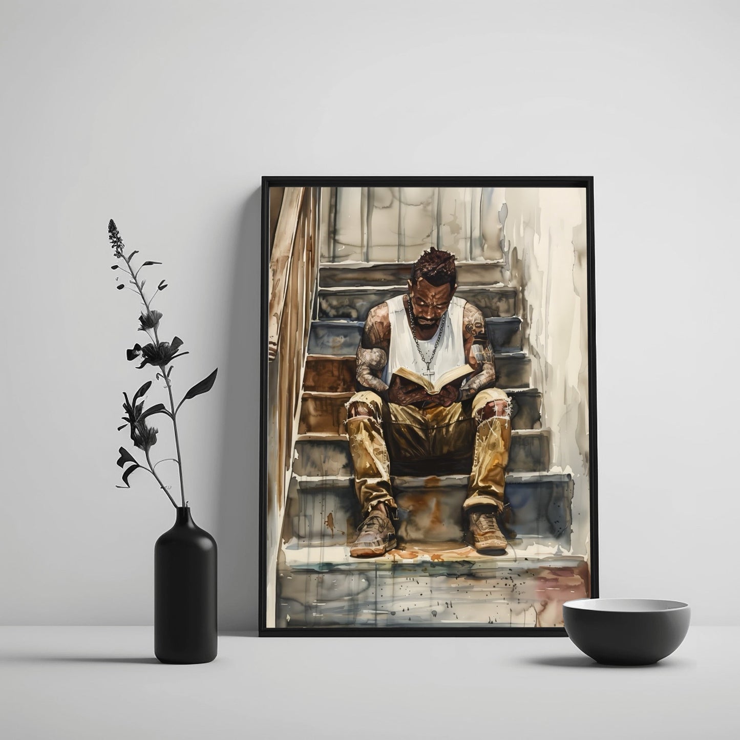 Black Man Wall Art Reading, Black Man Art, Black Art Prints, African American Wall Art, Melanin Art, Harlem Renaissance Art, Afro Art