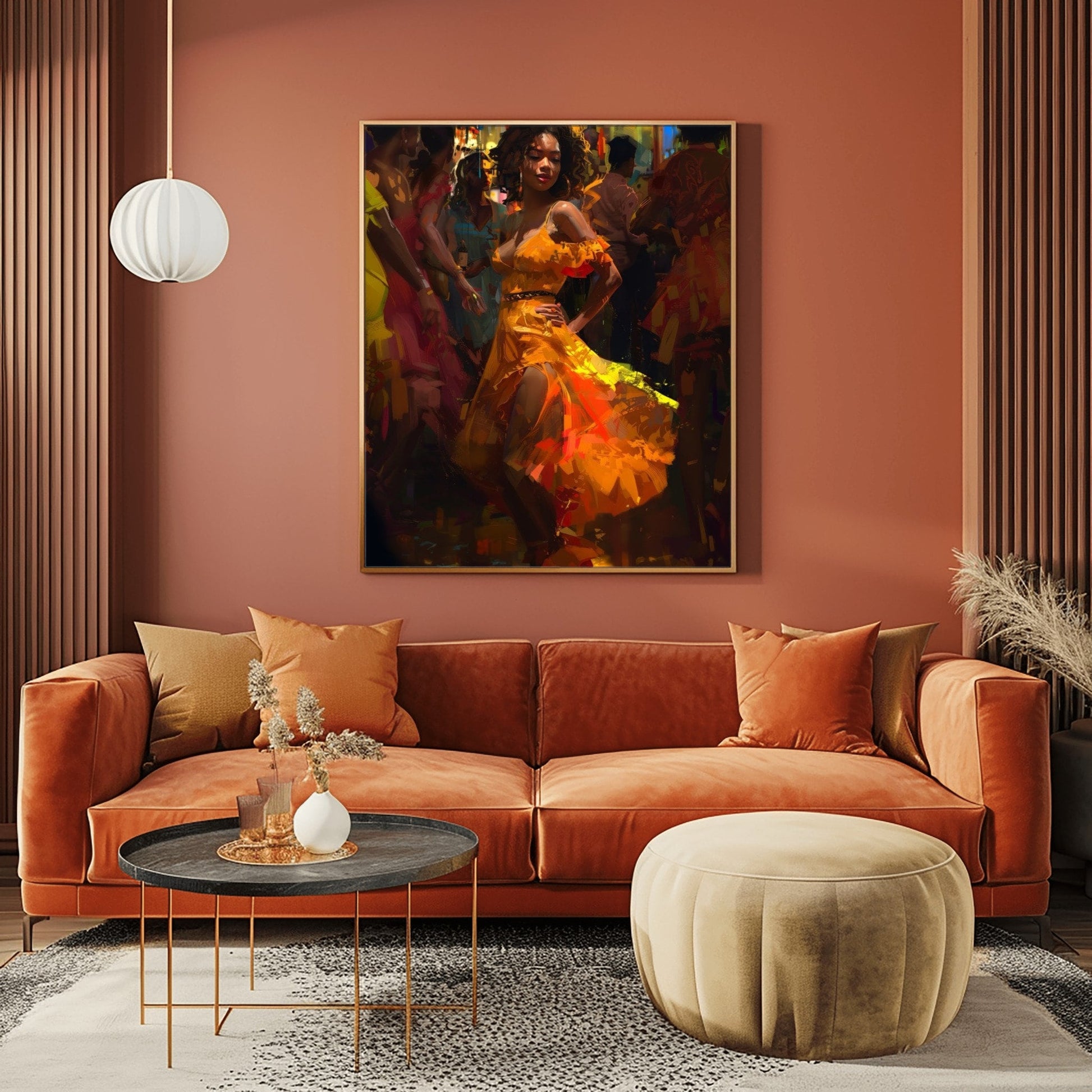 Black Woman Art, Dancing the Night Away, Afro Wall Art, Black Woman Print, Black Art, Curly Hair, Afro Canvas Art, Gift for her