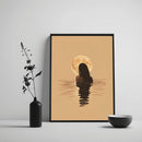 Boho Black Women Art, Swimming under the Moon, Black Art Prints, African American Wall Art, Melanin Art, spiritual