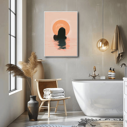 Boho Black Women Art Swimming at Sunrise, Black Art Prints, African American Wall Art, Melanin Art,