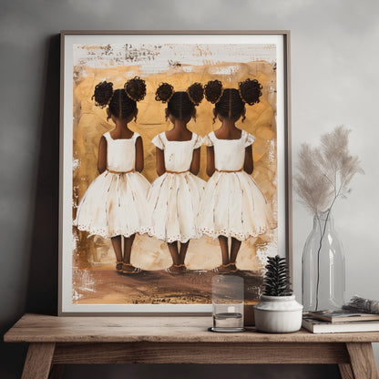 Sisters Black Girl Art, Black Art Prints, African American Wall Art, Melanin Art, Afro Wall Art, Afrocentric Wall Art, Black Children Art