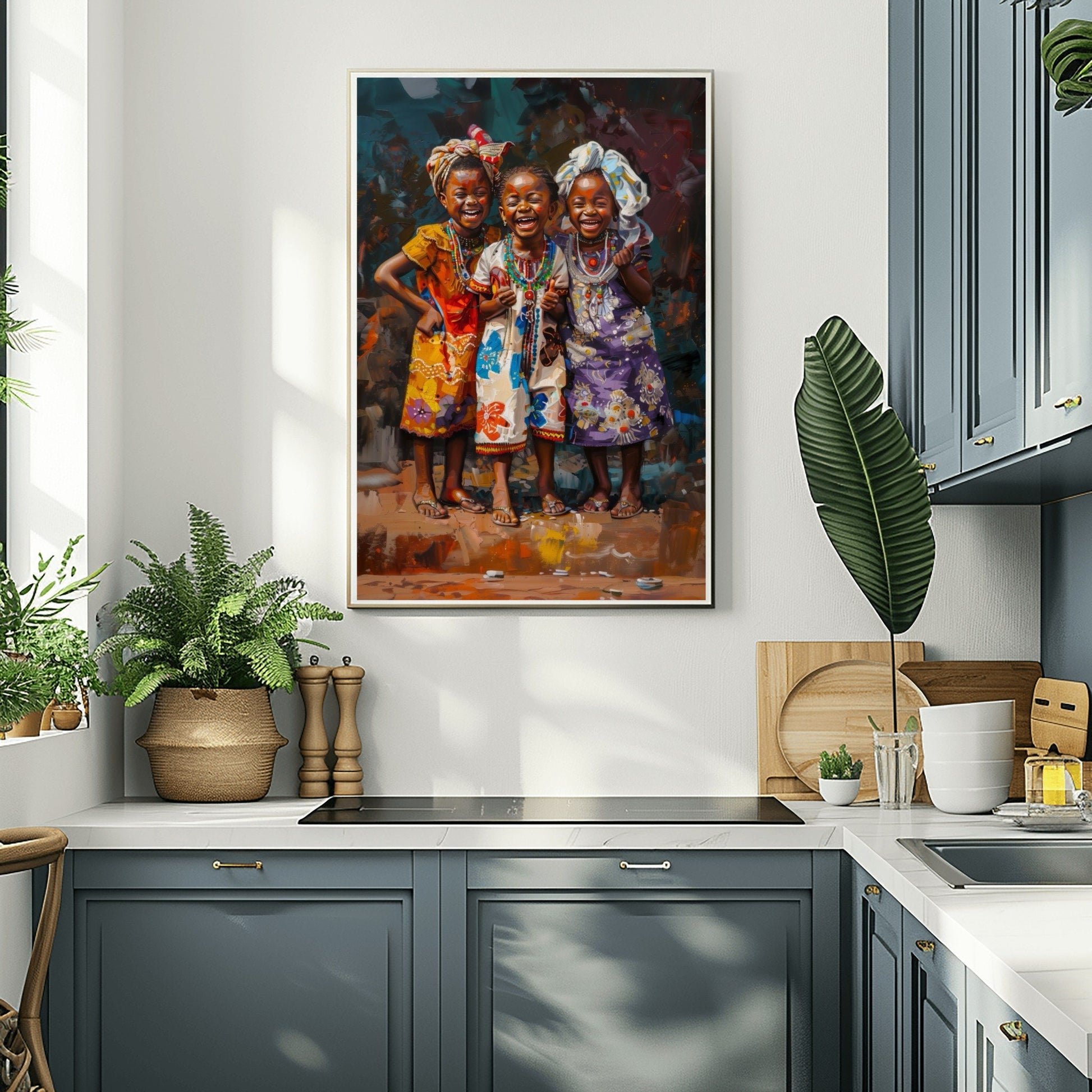 African Girls Art, Joyful Girls, African Art Print, African Wall Art, African Canvas Art, Black Art Prints, Black Art Canvas Wall Art