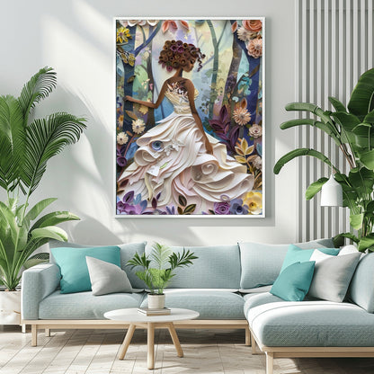 Black Women Finding Herself, African American Art Canvas, Black Art Prints, Black Canvas Wall Art, African Art Print, Quilting